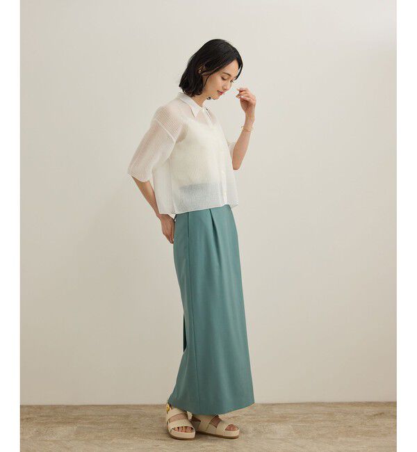 ROPE「【洗える】シアークロップドポロニット」|カーディガン|