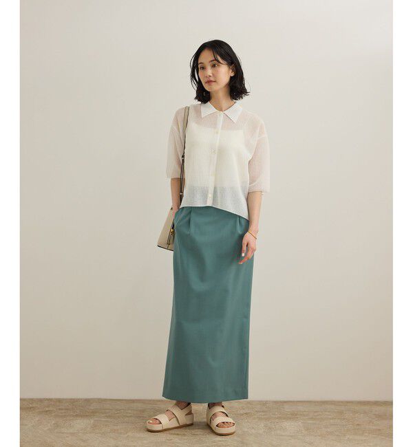 ROPE「【洗える】シアークロップドポロニット」|カーディガン|