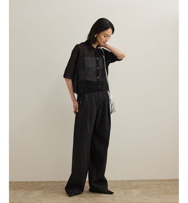 ROPE「【洗える】シアークロップドポロニット」|カーディガン|