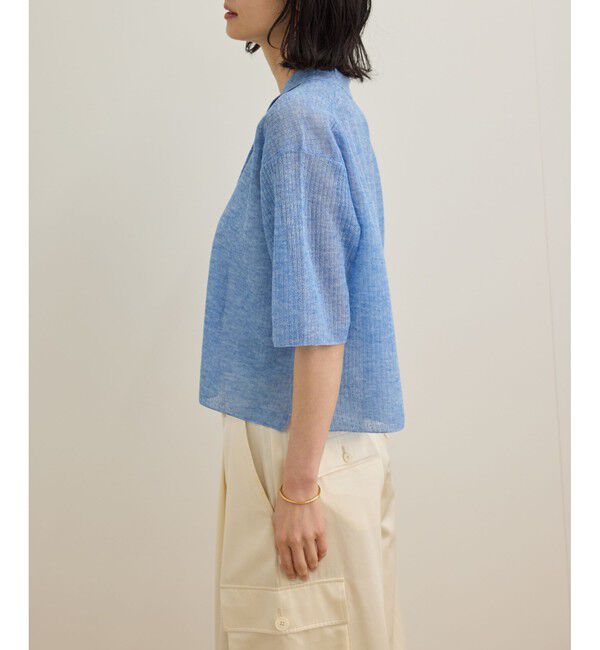 ROPE「【洗える】シアークロップドポロニット」|カーディガン|