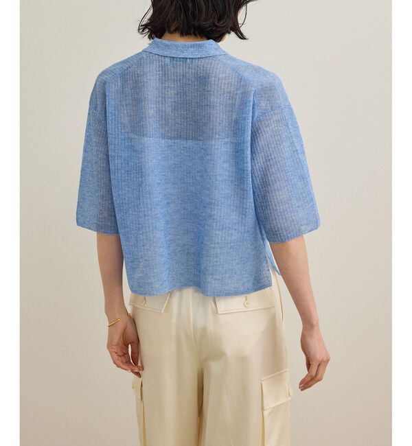 ROPE「【洗える】シアークロップドポロニット」|カーディガン|