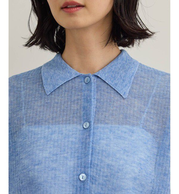 ROPE「【洗える】シアークロップドポロニット」|カーディガン|