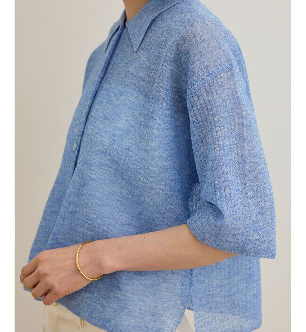 ROPE「【洗える】シアークロップドポロニット」|カーディガン|