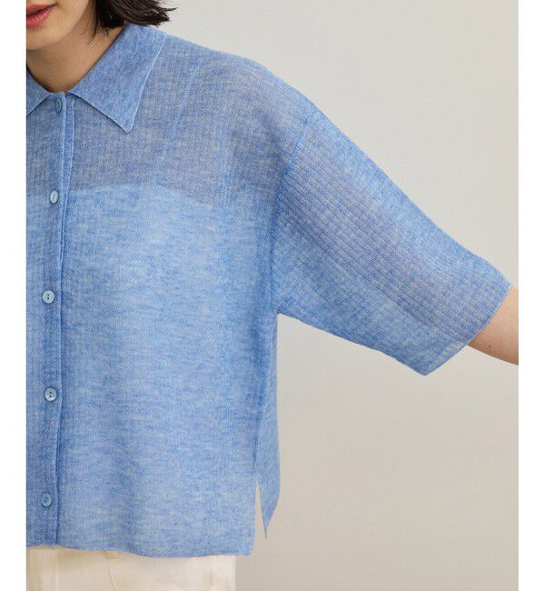 ROPE「【洗える】シアークロップドポロニット」|カーディガン|