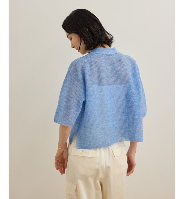 ROPE「【洗える】シアークロップドポロニット」|カーディガン|