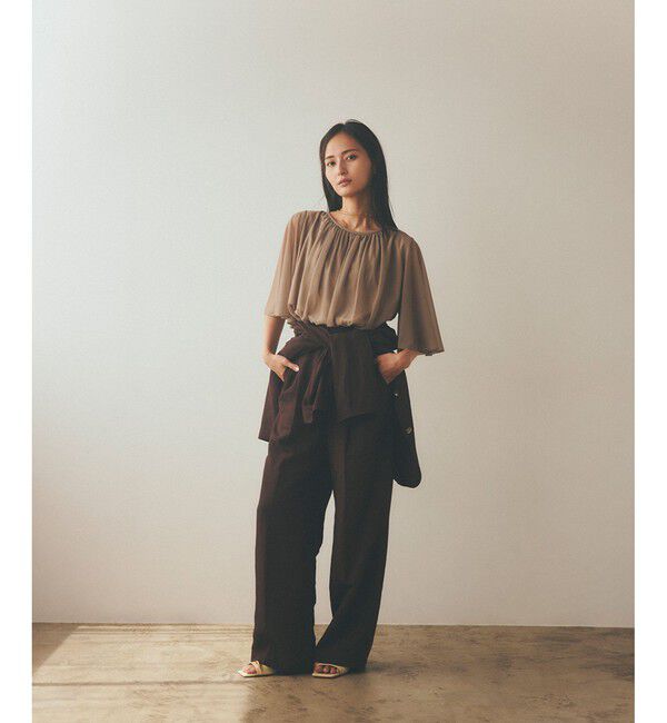 ROPE「【洗える】ブライトネスヤーンギャザーブラウス/セットアップ対応」|シャツ・ブラウス|