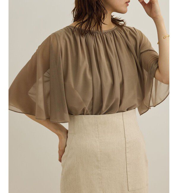 ROPE「【洗える】ブライトネスヤーンギャザーブラウス/セットアップ対応」|シャツ・ブラウス|