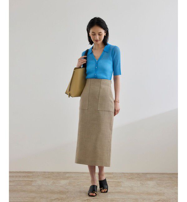 ROPE「【洗える】【WEB・一部店舗限定】シアーリブＶネックポロニット」|ニット・セーター|