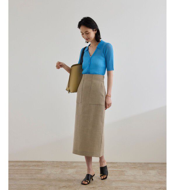 ROPE「【洗える】【WEB・一部店舗限定】シアーリブＶネックポロニット」|ニット・セーター|