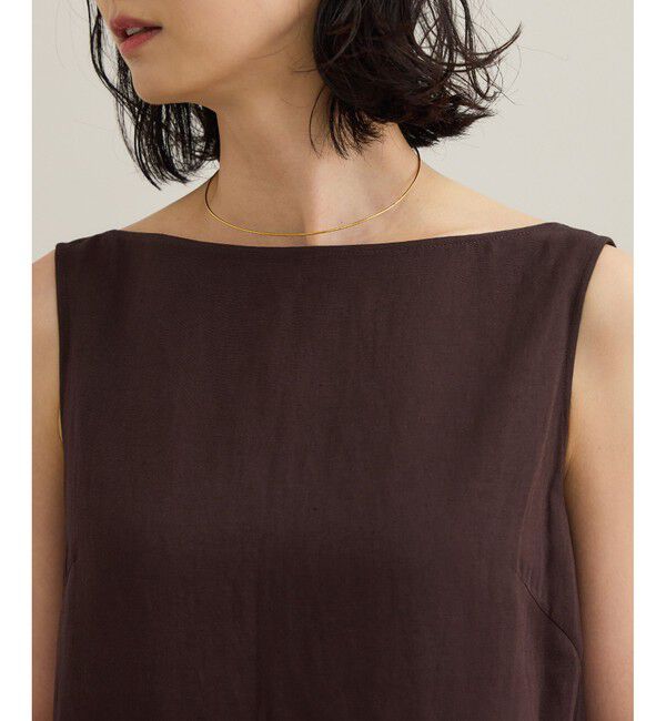 ROPE「レーヨンリネン スラッシュドネックワンピース【セットジャケット対応】」|ワンピース|