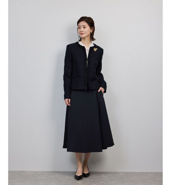 ROPE「トリアセダブルクロス ハイウエストフレアスカート/イージーケア・セットアップ対応・25AW」|スカート|