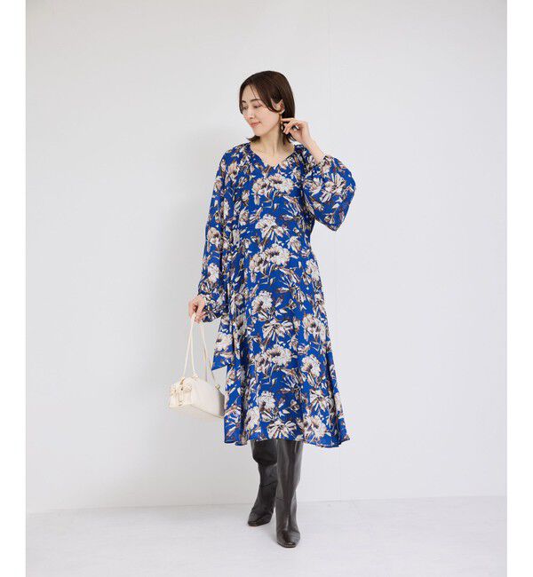 ROPE「シアープリントボリュームスリーブワンピース」|ワンピース|