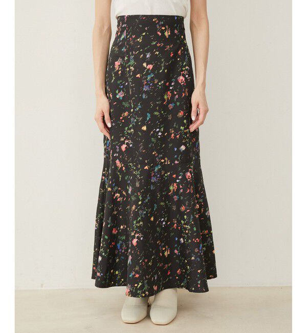 VIS「【洗える】ボカシフラワーアート柄マーメイドスカート」|スカート|