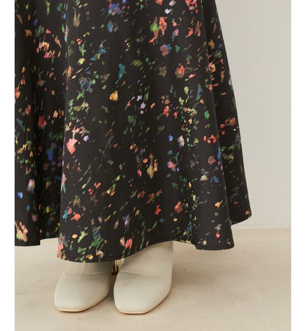 VIS「【洗える】ボカシフラワーアート柄マーメイドスカート」|スカート|