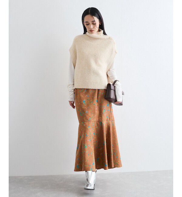 VIS「【洗える】ボカシフラワーアート柄マーメイドスカート」|スカート|