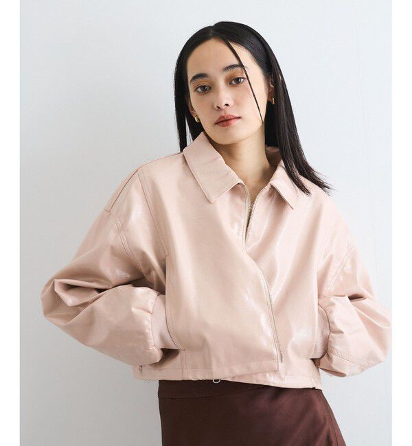 VIS「【洗える】ショートドロストレザージャケット」|ブルゾン・スタジャン|ピンク(63)