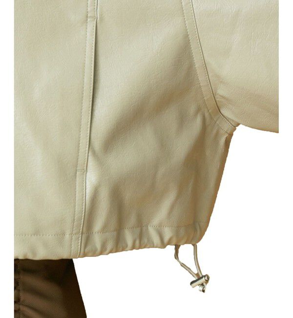 VIS「【洗える】ショートドロストレザージャケット」|ブルゾン・スタジャン|