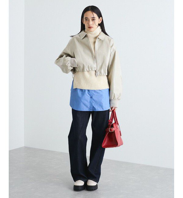 VIS「【洗える】ショートドロストレザージャケット」|ブルゾン・スタジャン|