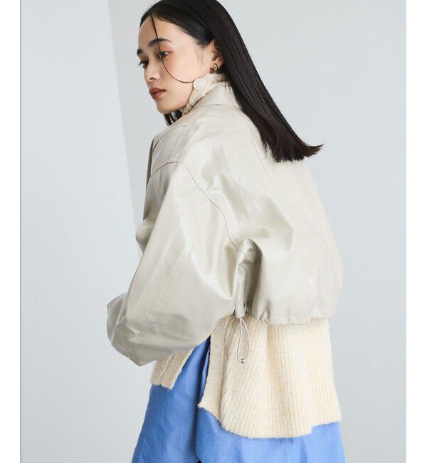 VIS「【洗える】ショートドロストレザージャケット」|ブルゾン・スタジャン|