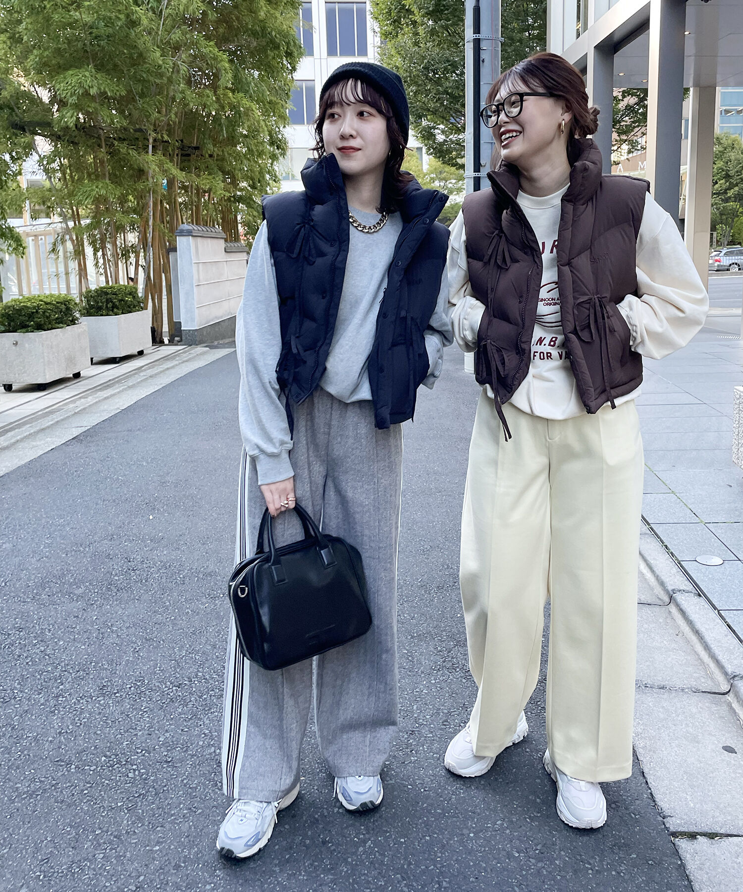 VIS「【韓国人気ブランド/sinoon】リボンディテールダウンベスト」|ダウン|