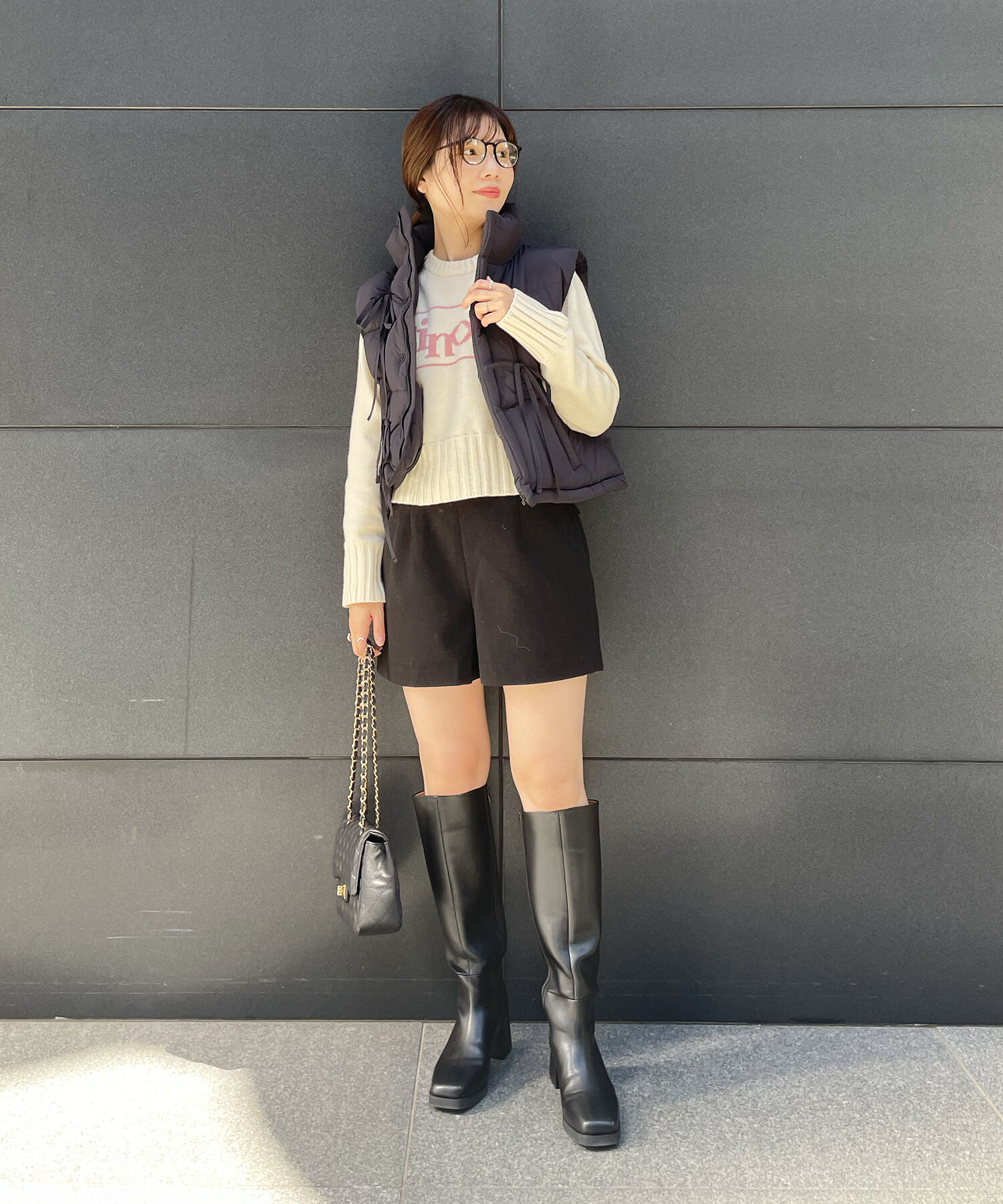 VIS「【韓国人気ブランド/sinoon】リボンディテールダウンベスト」|ダウン|