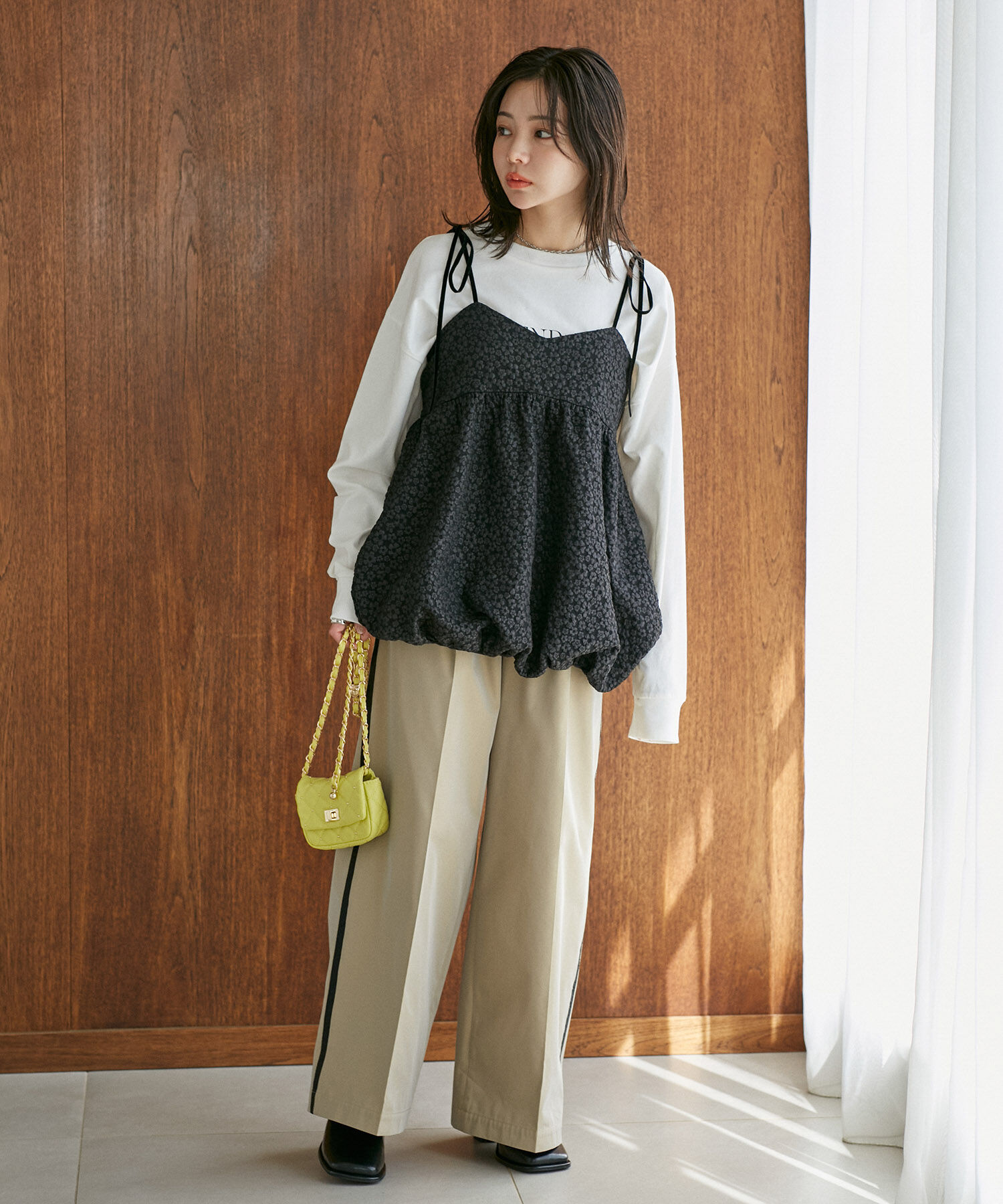 VIS「ジャガードバルーンリボンキャミソール」|キャミソール|