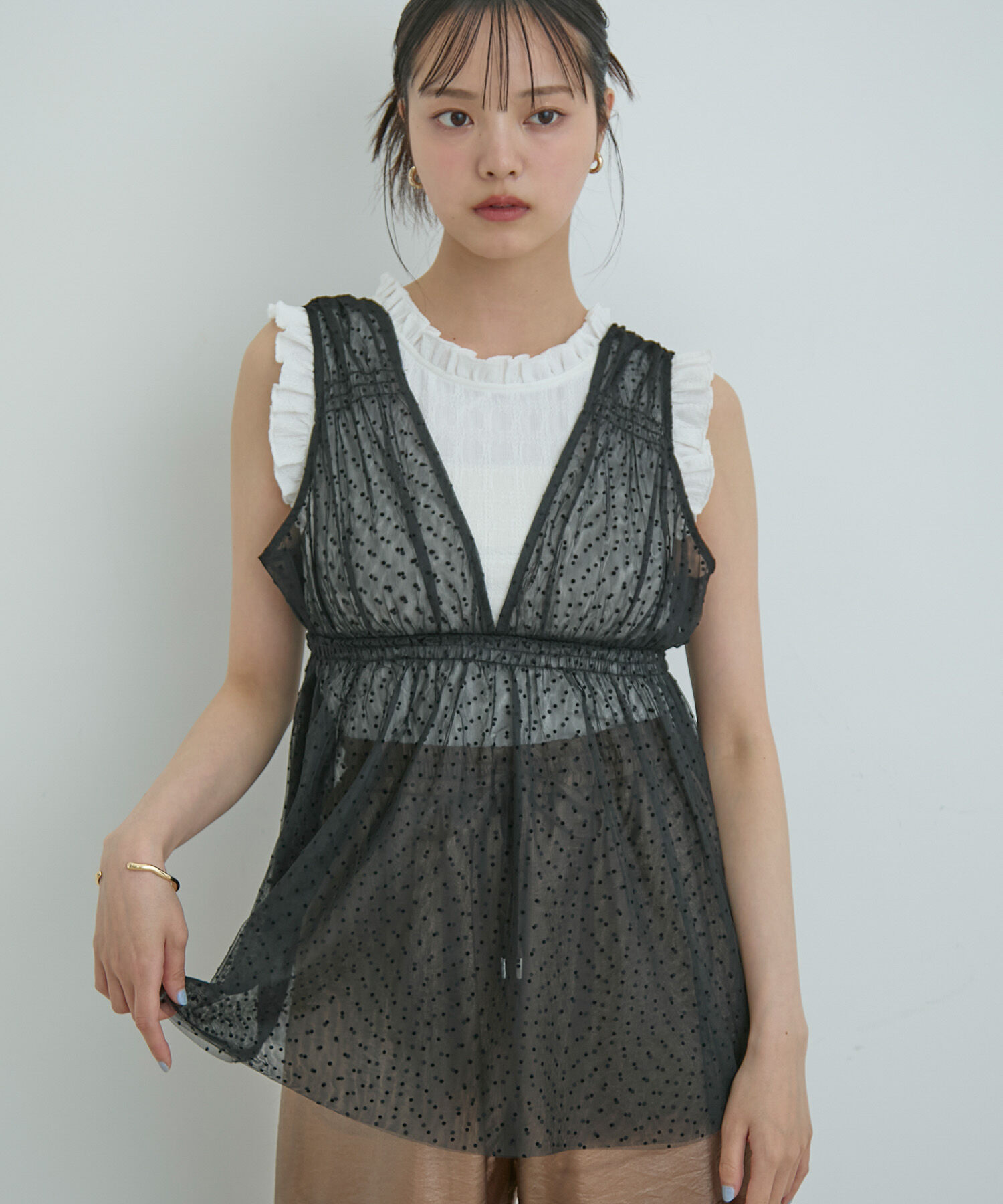 VIS「フロッキードットチュールチュニック」|シャツ・ブラウス|