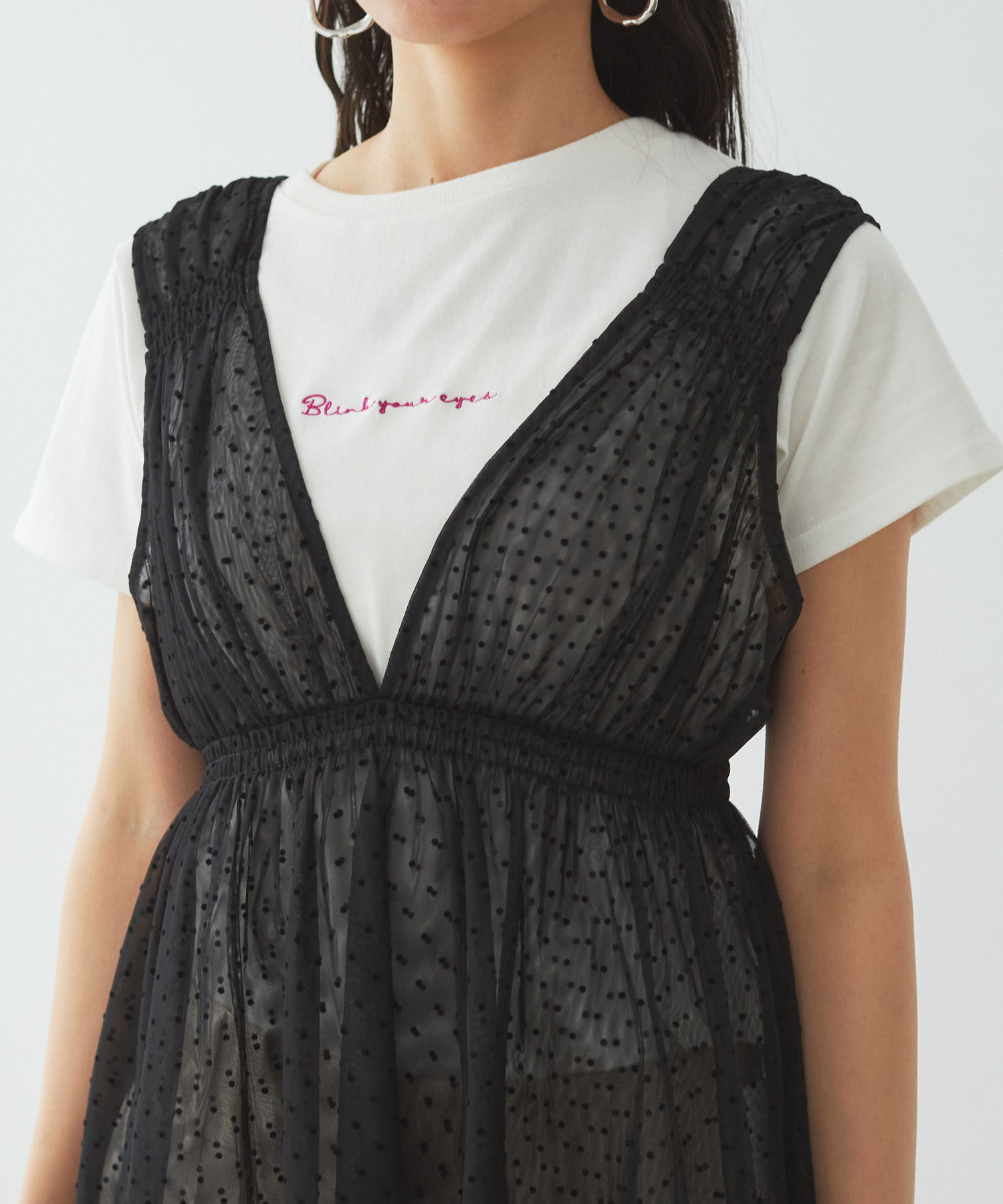 VIS「フロッキードットチュールチュニック」|シャツ・ブラウス|