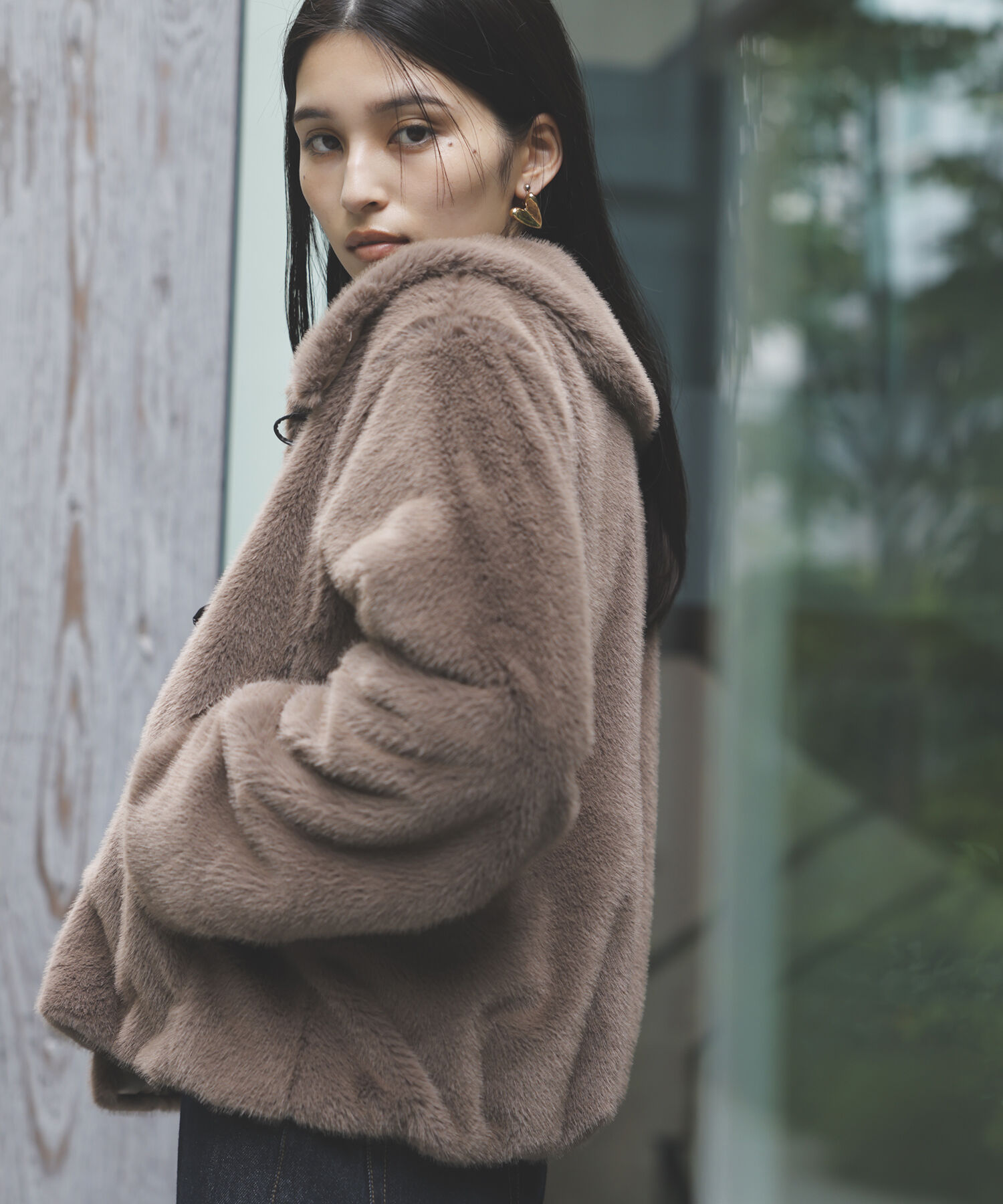 VIS「エコファーダッフルブルゾン」|ダッフルコート|チャコール(06)