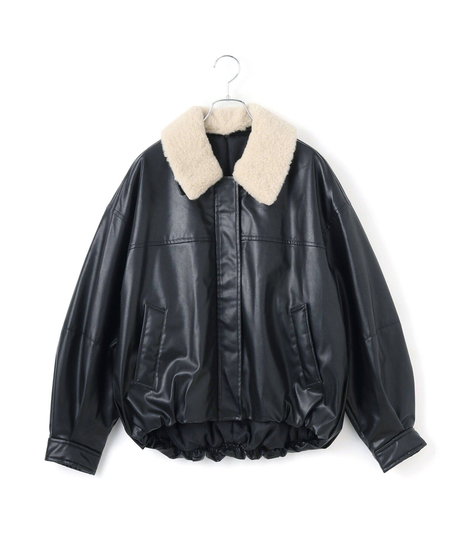 VIS「【エコファー取外し可能】合皮中綿ブルゾン」|ブルゾン・スタジャン|