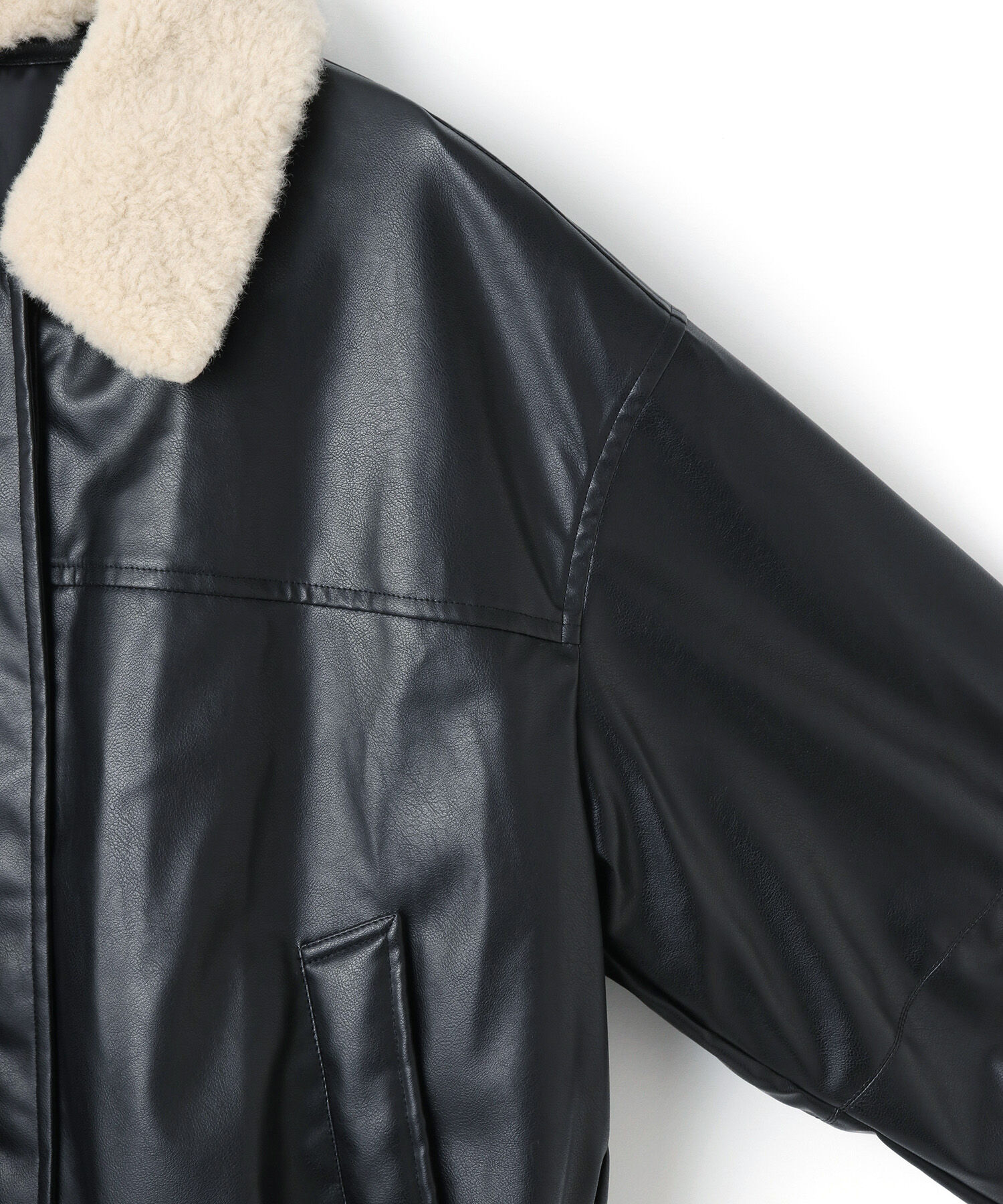 VIS「【エコファー取外し可能】合皮中綿ブルゾン」|ブルゾン・スタジャン|