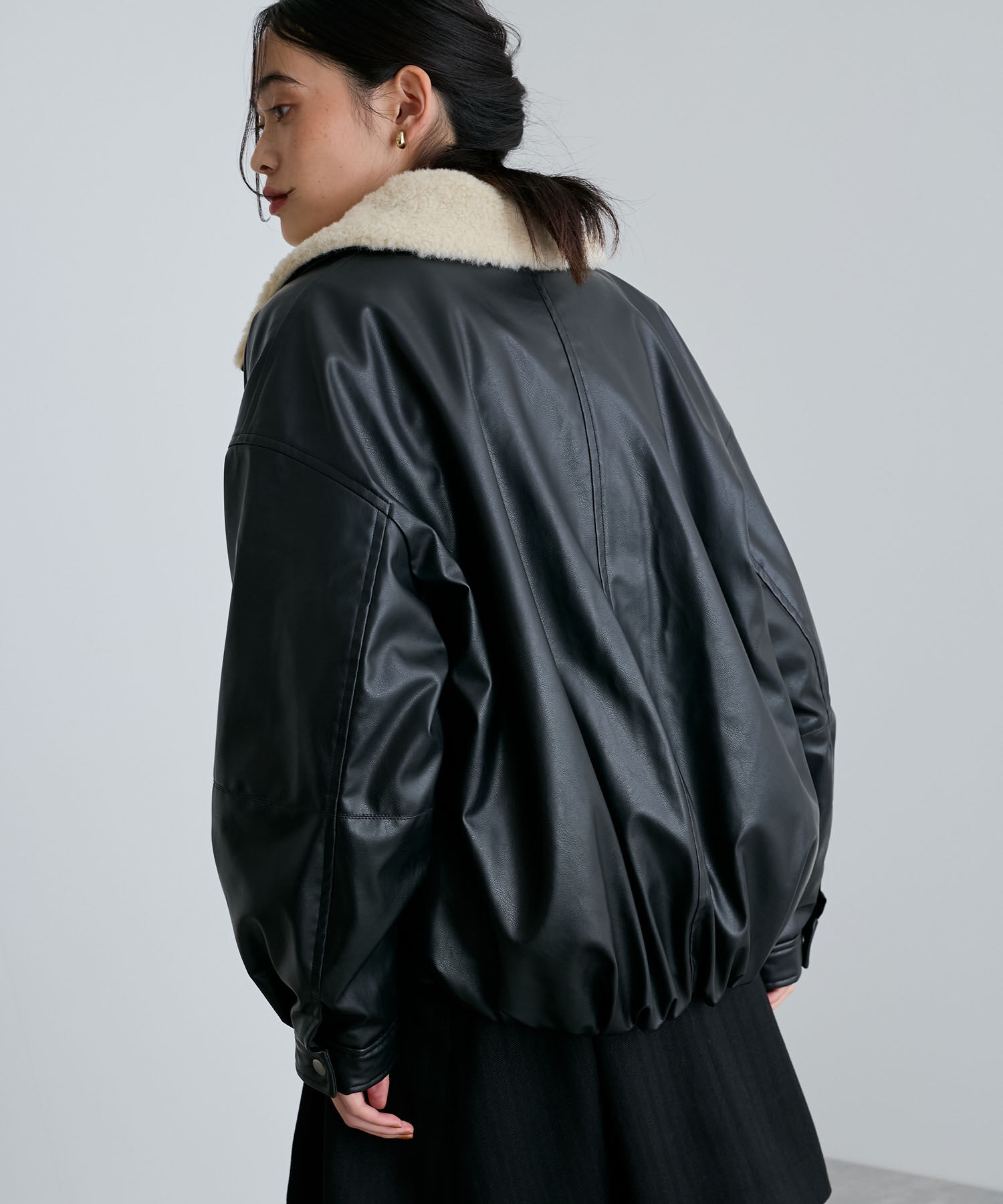 VIS「【エコファー取外し可能】合皮中綿ブルゾン」|ブルゾン・スタジャン|