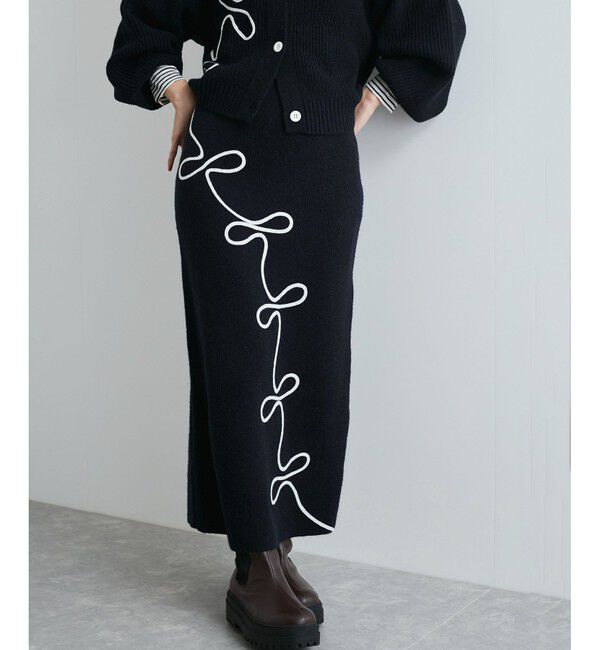 VIS「【WEB限定】リボンコード刺繍ニットスカート【セットアップ対応】」|スカート|クロメイン