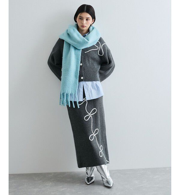 VIS「【WEB限定】リボンコード刺繍ニットスカート【セットアップ対応】」|スカート|