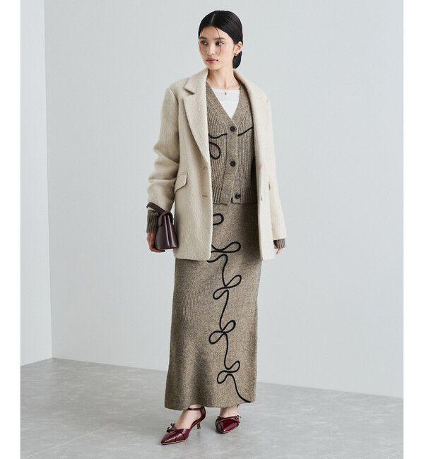 VIS「【WEB限定】リボンコード刺繍ニットスカート【セットアップ対応】」|スカート|