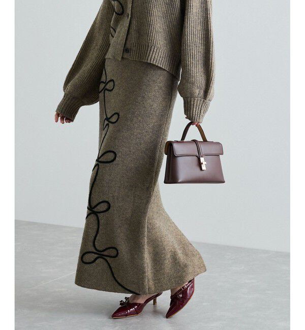 VIS「【WEB限定】リボンコード刺繍ニットスカート【セットアップ対応】」|スカート|