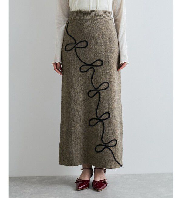VIS「【WEB限定】リボンコード刺繍ニットスカート【セットアップ対応】」|スカート|