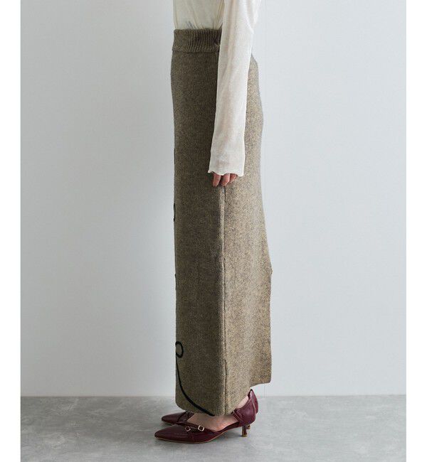 VIS「【WEB限定】リボンコード刺繍ニットスカート【セットアップ対応】」|スカート|