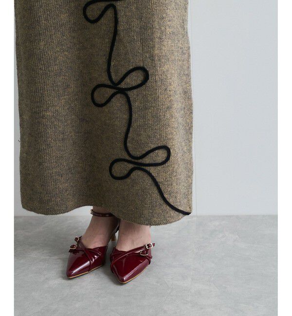 VIS「【WEB限定】リボンコード刺繍ニットスカート【セットアップ対応】」|スカート|