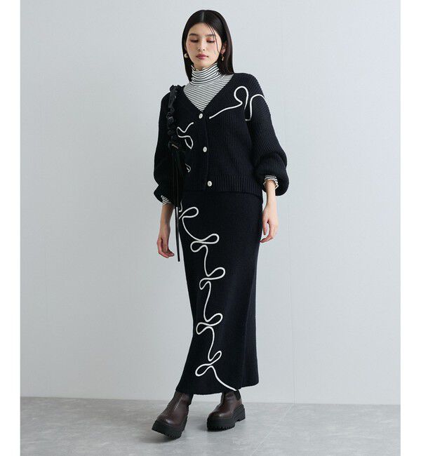 VIS「【WEB限定】リボンコード刺繍ニットスカート【セットアップ対応】」|スカート|