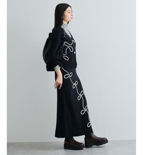 VIS「【WEB限定】リボンコード刺繍ニットスカート【セットアップ対応】」|スカート|