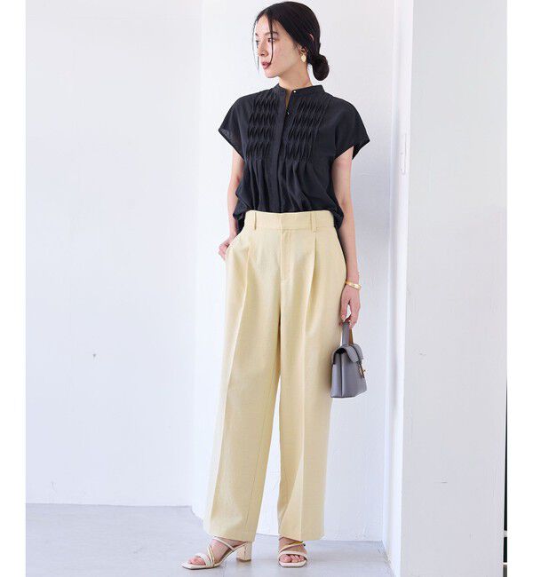 VIS「美easyリネンライクワイドパンツ/イージーケア・接触冷感・セットアップ対応」|スラックス|