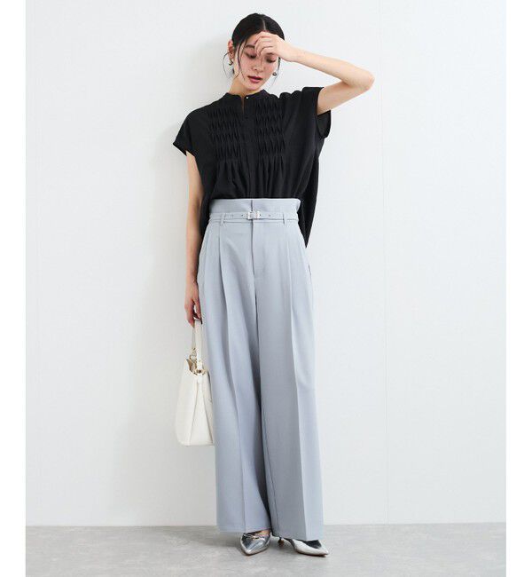 VIS「【接触冷感/洗える】気流染めスモッキングブラウス」|シャツ・ブラウス|