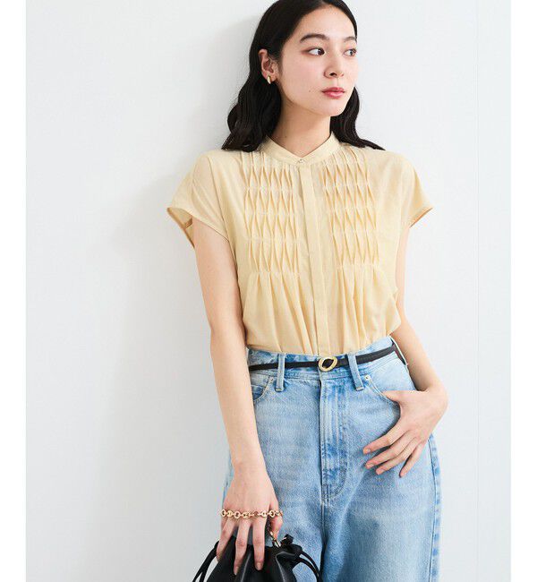 VIS「【接触冷感/洗える】気流染めスモッキングブラウス」|シャツ・ブラウス|