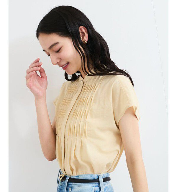 VIS「【接触冷感/洗える】気流染めスモッキングブラウス」|シャツ・ブラウス|