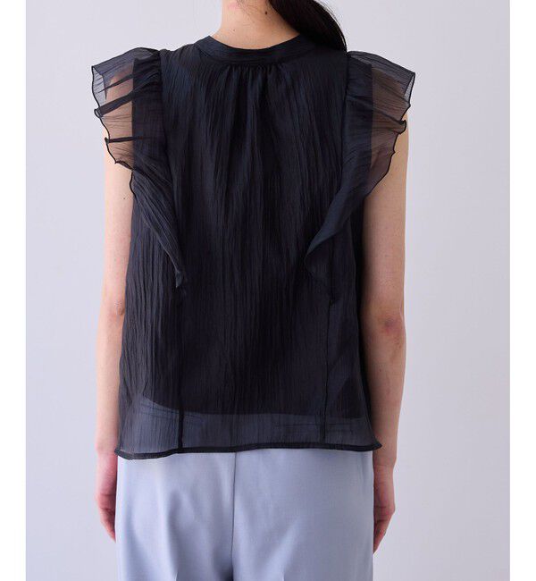 VIS「主役級！華やぎシアーシャイニーボウタイフリルブラウス【前後2WAY】【洗える】」|シャツ・ブラウス|