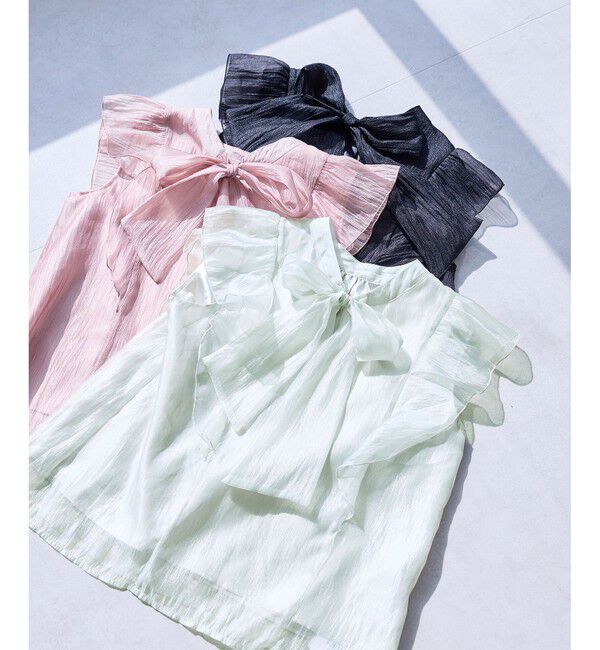 VIS「主役級！華やぎシアーシャイニーボウタイフリルブラウス【前後2WAY】【洗える】」|シャツ・ブラウス|