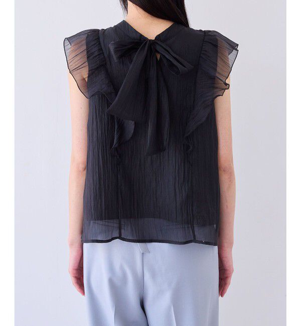 VIS「主役級！華やぎシアーシャイニーボウタイフリルブラウス【前後2WAY】【洗える】」|シャツ・ブラウス|