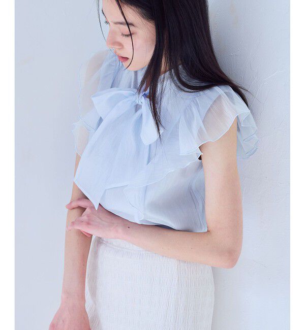 VIS「主役級！華やぎシアーシャイニーボウタイフリルブラウス【前後2WAY】【洗える】」|シャツ・ブラウス|