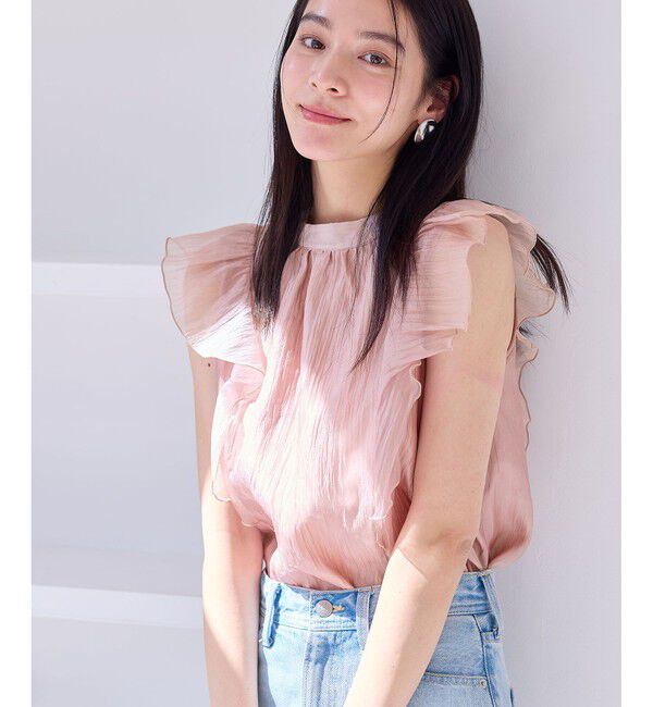 VIS「主役級！華やぎシアーシャイニーボウタイフリルブラウス【前後2WAY】【洗える】」|シャツ・ブラウス|